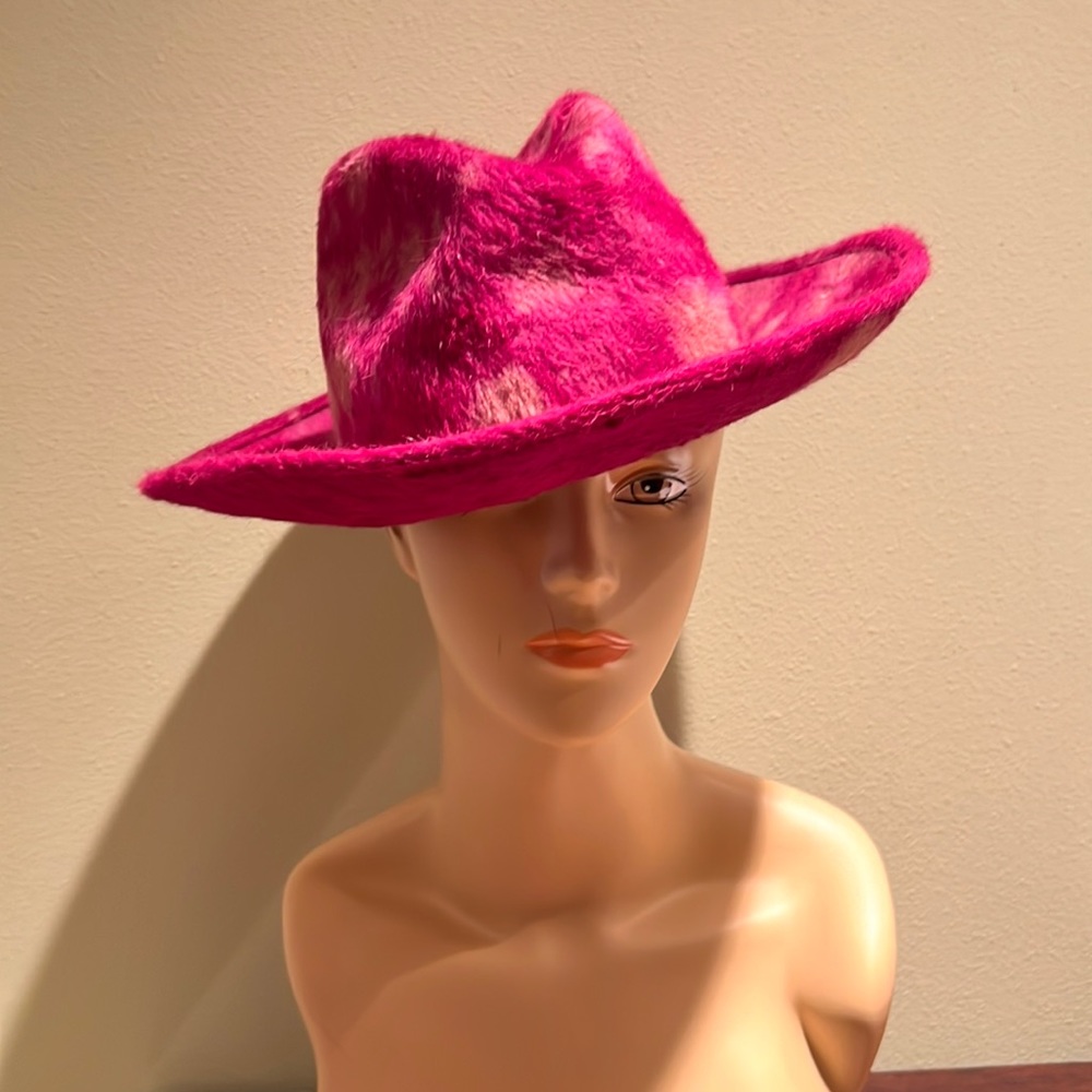 Nordstrom Burgundy And Taupe 100% Angora Western Cowboy Hat